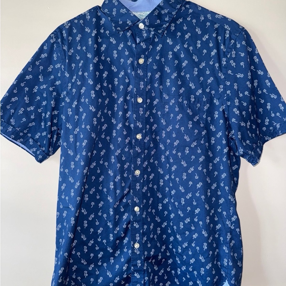 Geoffrey Beene Men’s Medium Short Sleeve Button-Down Shirt – Palm Tree Print